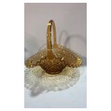 VTG Amber Hobnail Glass Basket