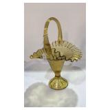 VTG Tall Amber Glass Basket