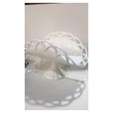 VTG Milk Glass Fenton Pedestal Fruit Bowl