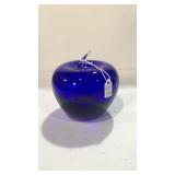 Cobalt Blue Art Glass Apple