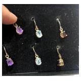 3 pair of earrings Amethst, Topaz, Garnet