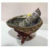 Abalone on Stand W/ Smudge