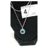 Blue Stone Pendant on Silver Necklace