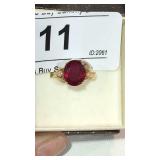 14k w/ Diamond & Rubies Ring sz 6 In Gift Box