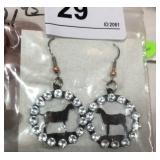 Metal & Rhinestone Earrings w/ Sheep