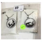 2 Metal & Rhinestone Necklaces - Praying Cowboy &
