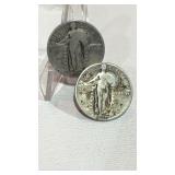 2 Standing Liberty Silver Quarters