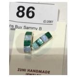 Zuni Handmade Earrings w/ Malachite & Opalized