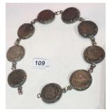9 made of Morgan & Peace Silver Dollars Metal Belt