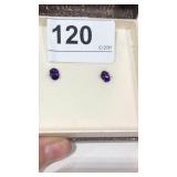 14k Gold w/ Amethyst Stud Earrings in Gift Box