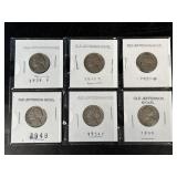 6 Old Jefferson Nickels As Pictured