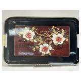 (T) Vintage Toyo Lacquer Ware Black and Floral