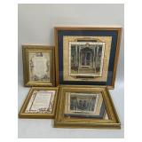 3 Framed Prints And 1 Mirror As Pictured