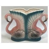 A Vintage Ceramic Double Flamingo Vase ~ 5" Tall