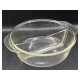 Fire King Clear Glass Partitioned 2 Qt Casserole