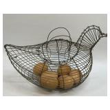 Primitive Chicken Wire Basket Hen Bird Metal w/