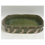 Large Handmade Pottery Planter/Server Green/Brown