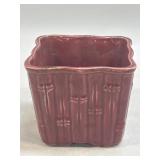 Shawnee Pottery Red Glazed Bamboo Square Vase