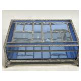 Handmade Trinket Glass Box Shell Blue Glass Top
