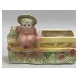HULL 87 USA 7 1/2"l GIRL PUPPY DOG PICKET FENCE
