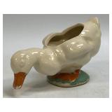 Vintage Pottery Duck Planter, Cream Glaze, 1950s