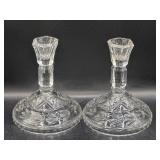 (T) Vintage 2pc Set 5" Crystal Glass Round Base