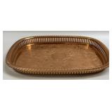 (T) Vintage Copper Metal Serving Tray With