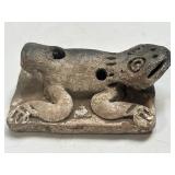 Mayan Frog Whistle Black Clay Intricate Design