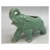 Vintage Celadon Ceramic Elephant Planter Green