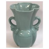Vintage Haeger Pottery Vase Aqua Double Loop