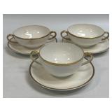 (T) 3 Vintage Double Handled Cups and Saucers