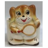 Vintage Tennis Player Puppy Planter