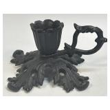 (T) Cast Iron Candle Stick Vine Foot Holder w/