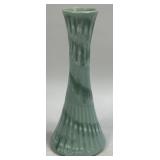 Vintage Pottery Long Neck Vase Green Glaze Swirl