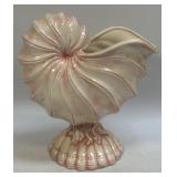 Vintage MCM Pedestal Shell Iridescent LUSTRE Pink
