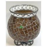 Home Interior MOSAIC GLASS CANDLEHOLDER FOOTED