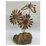 Sunflower and Butterfly Copper Flower Art