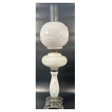 (T) 27ï¿½ Milk Glass Hurricane Lamp with