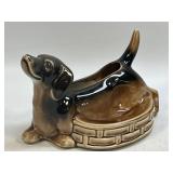Vintage Dachshund Ceramic Planter Trinket Dish