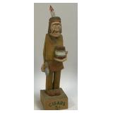 Hand Carved Wooden Indian Selling Cigars Figurine