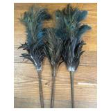 (T) Ostrich and Peacock Feather Dusters 3 Piece