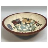 (T) Kay Belter Folk Art Painted Wooden Farm Bowl