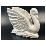 Vintage McCoy Off White Pottery Swan Planter 6ï¿½