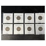 8 Buffalo Nickels As Pictured