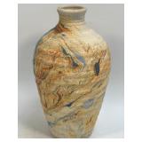 Nemadji Pottery Swirl Ribbed Vase, 8 Inches Tall