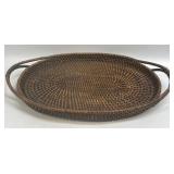 (T) Rattan & Pine Needle Serving Tray 20.75ï¿½ X