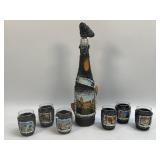 (T) Vintage Tree Trunk Decanter with Photo In It