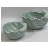 Clamshell Bowl Planter Blue Teal Ceramic Decor