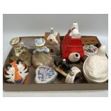 (T) Assorted Trinket Boxes, Teapot, Creamer As