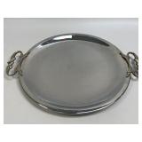 (T) Vintage Kromex Round Handled Serving Tray
